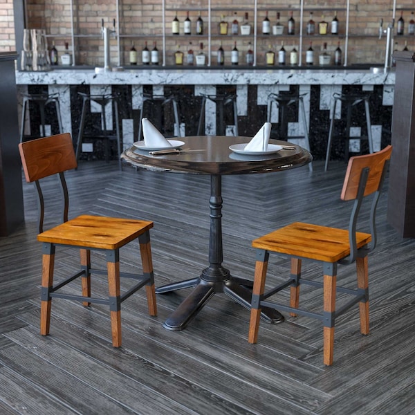 Flash Furniture Rustic Antique Walnut Industrial Wood Dining Chair, PK2 2-XU-DG-W0236-GG - main